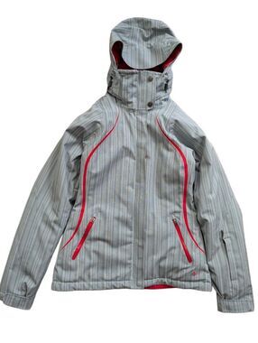 Columbia Womens Light Gray Red OMni Tech Omni Heat Ski Snow Jacket Size XS